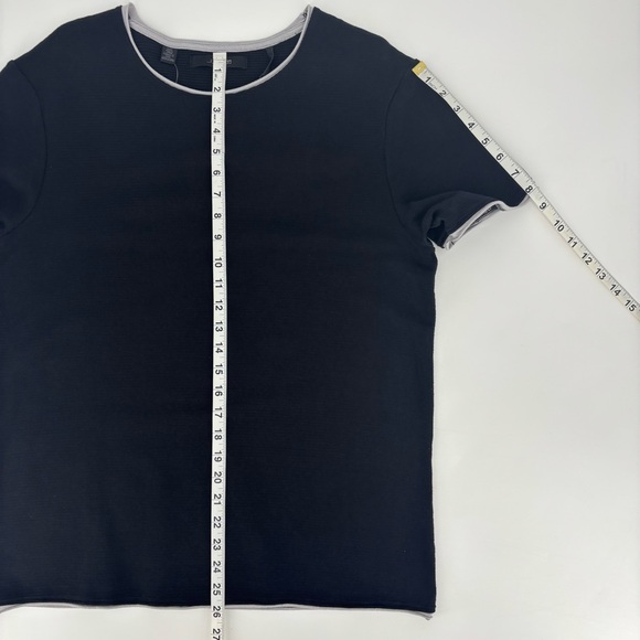 Joe's Jeans NWT Black and Grey Horizontal Ribbed Short Sleeve Cotton Tee, Medium - Picture 9 of 16